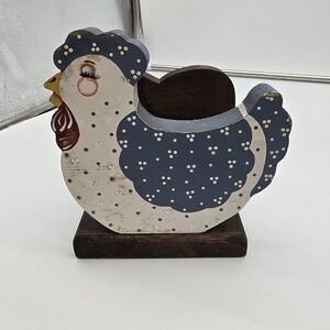 Vintage Chicken Napkin Mail Holder Handpainted Country Cottage Core Handmade